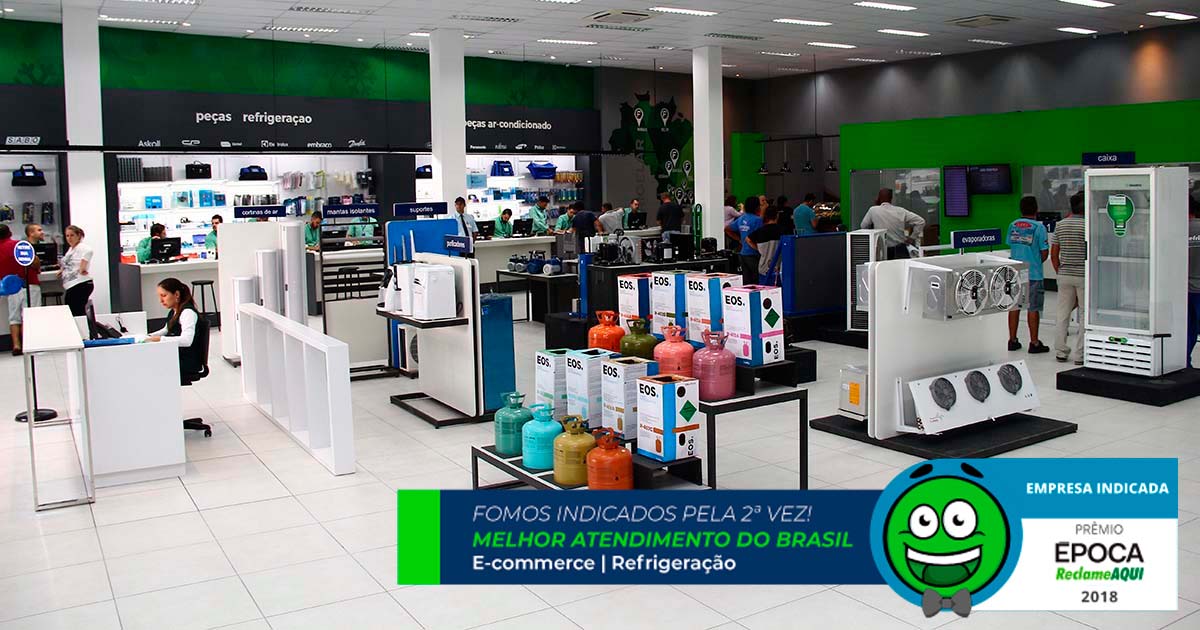 Ambiente interno da Frigelar em Porto Alegre, loja de peças e acessórios para refrigeração e ar condicionado